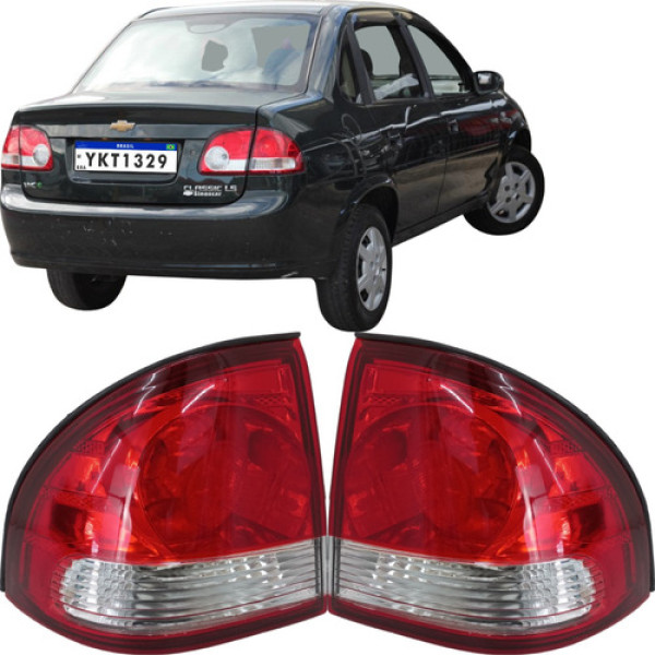 Par Lanterna Traseira Corsa Classic 2011/2016 Canto Bicolor Bicolor