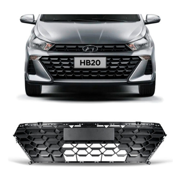 Grade Parachoque Hyundai Hb20 2023 2024 Preto Fosco