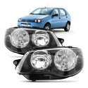 Par Farol Mascara Negra Palio Zoiao 2004 A 2013 Aro Cromado Ambos Lados